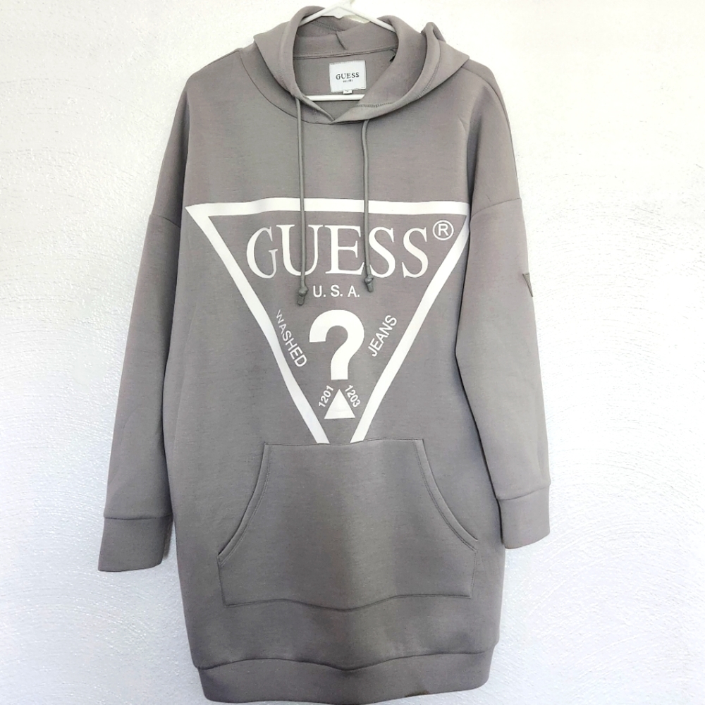 NWT GUESS Lead Grey Hoodie Sweatshirt Dress